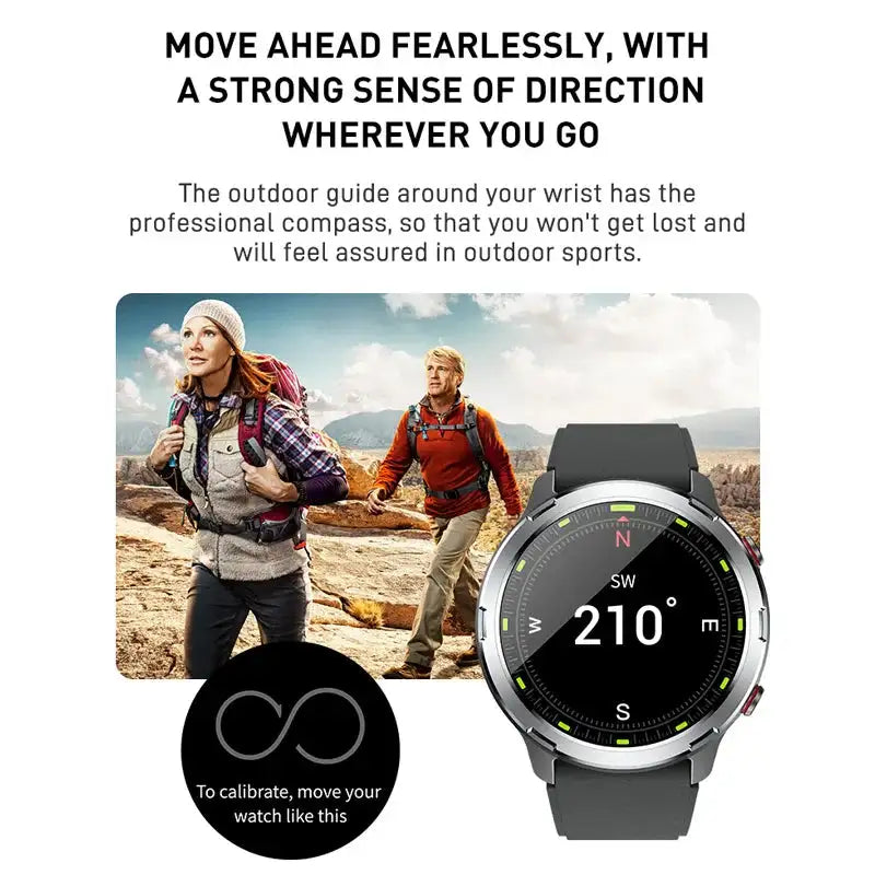 Outdoor Compass GPS Positioning Smartwatch Sports Health Fitness Detection IP68 Waterproof Multi-sport Music Control Smart Watch - Lootquake