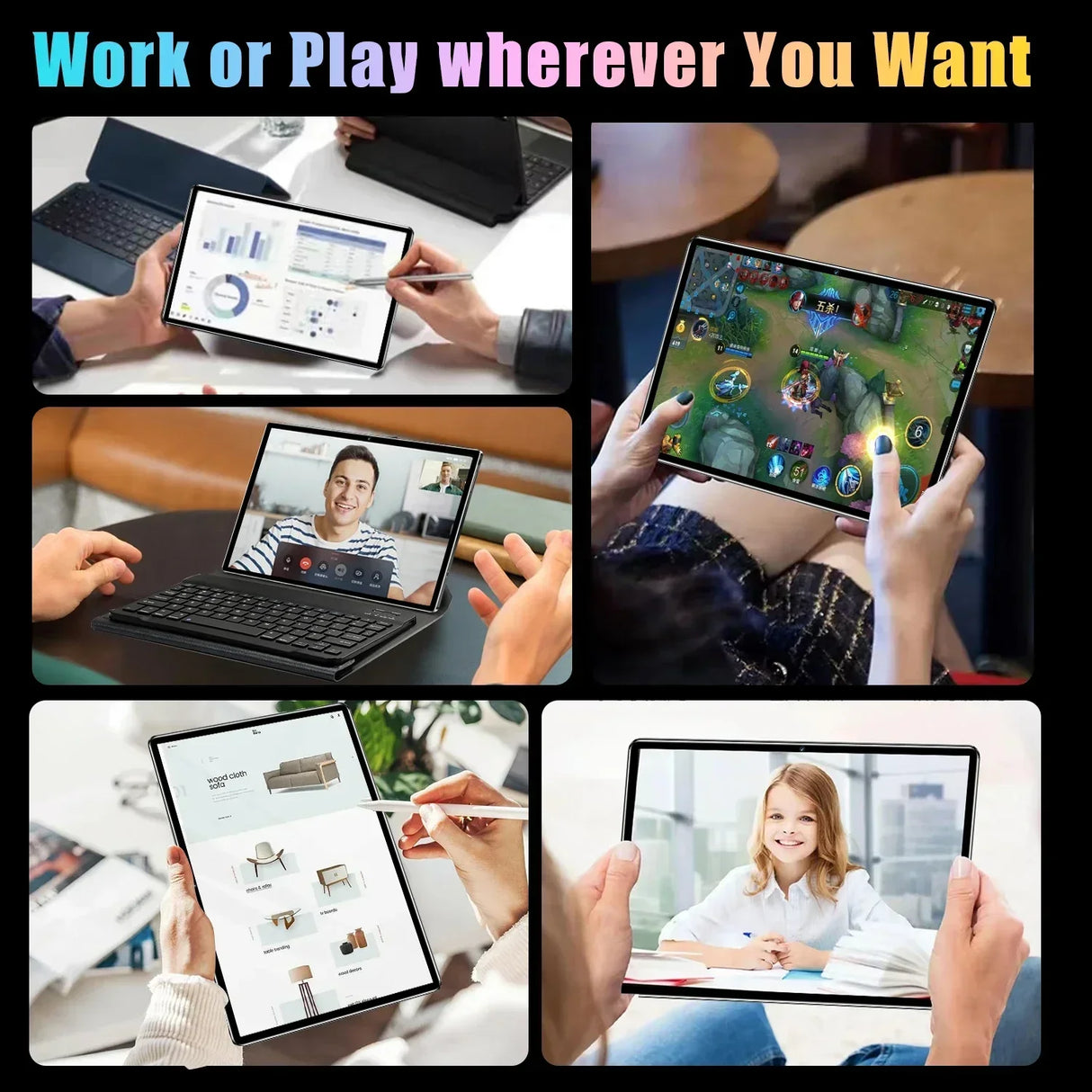 Tablette PC HD4K Pad 6 Pro originale de 2024 pouces, Android 13, 12 Go + 512 Go, 10 000 mAh, Snapdragon 888, Bluetooth, WiFi