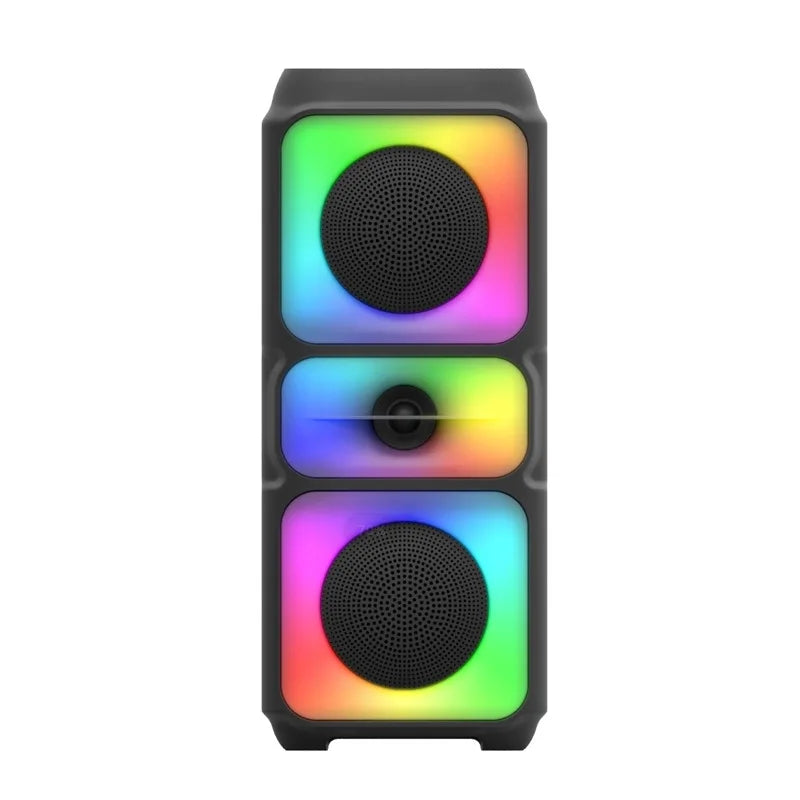 Altavoz Bluetooth para exteriores de gran tamaño, con subwoofer RGB, karaoke, doble bocina, columna inalámbrica portátil, sonido de graves, compatible con FM/TF