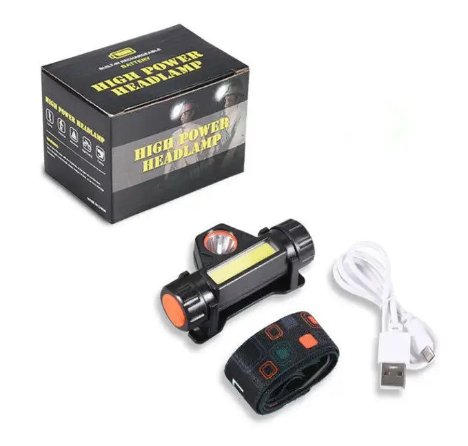 Linterna frontal LED portátil mini y potente, recargable por USB, XPE+COB, para caza, impermeable, con cola magnética, 1-5 unidades