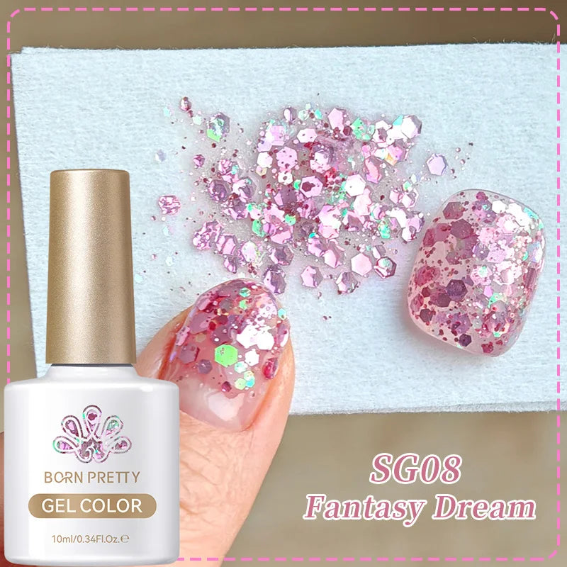 BORN PRETTY 10ml Reflective Glitter Gel Nail Polish Carat Mirage Sparkling Color Shine UV LED Soak Off Semi-Permanant Varnish