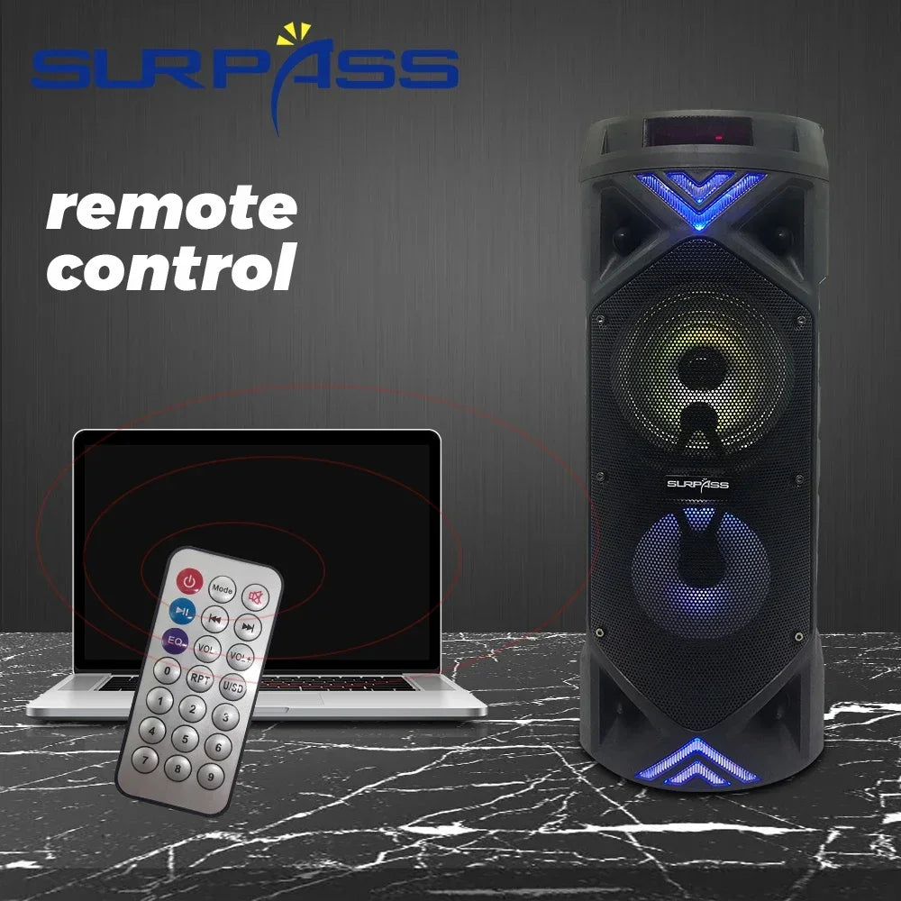 Enceinte sans fil de grande taille, portable, puissante, barre de son stéréo, caisson de basses, haut-parleurs à basses puissantes, caisson de basses, micro, radio FM, compatible Bluetooth.