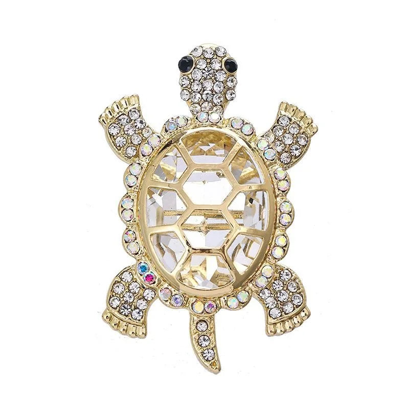 Diamond inlaid fashionable retro little turtle brooch - Lootquake