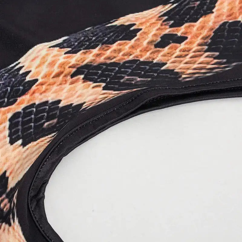 Tossy Python Printed Hollow Out Maxi Dress Female Slim Sexy Side Split Sleeveless Contrast Summer Party Dress Women's Long Dress - Lootquake