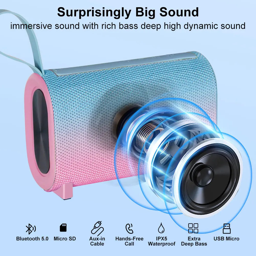 Altavoces Bluetooth portátiles, altavoz inalámbrico impermeable PX7, sonido HD, hasta 12 horas de reproducción, emparejamiento TWS, para casa, fiesta y exterior.