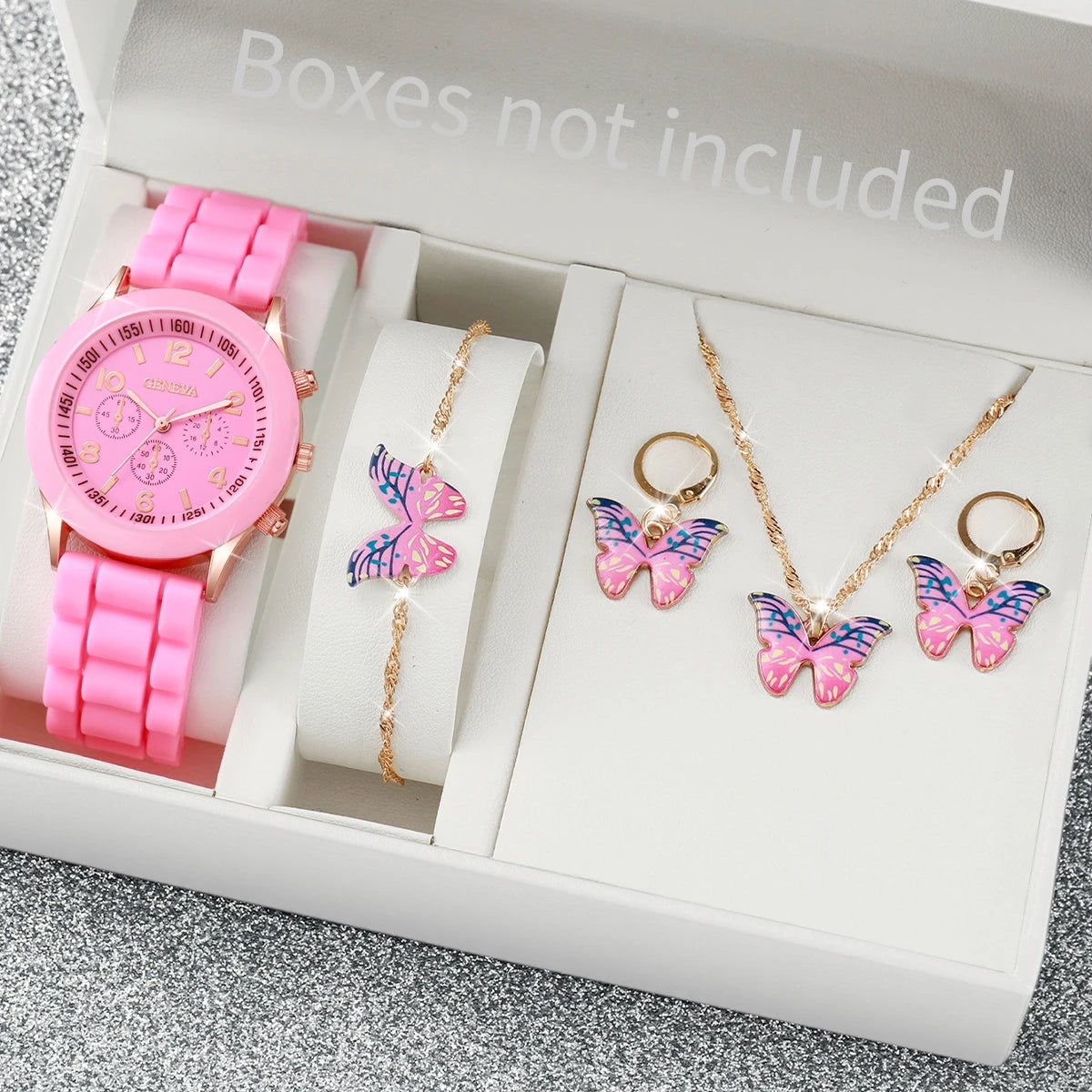 5/6PCS Women Watches Fashion Silicone Band Women Quartz Watches Jewelry Set Reloj Mujer Girls Clock Gift (Without Box) - Lootquake