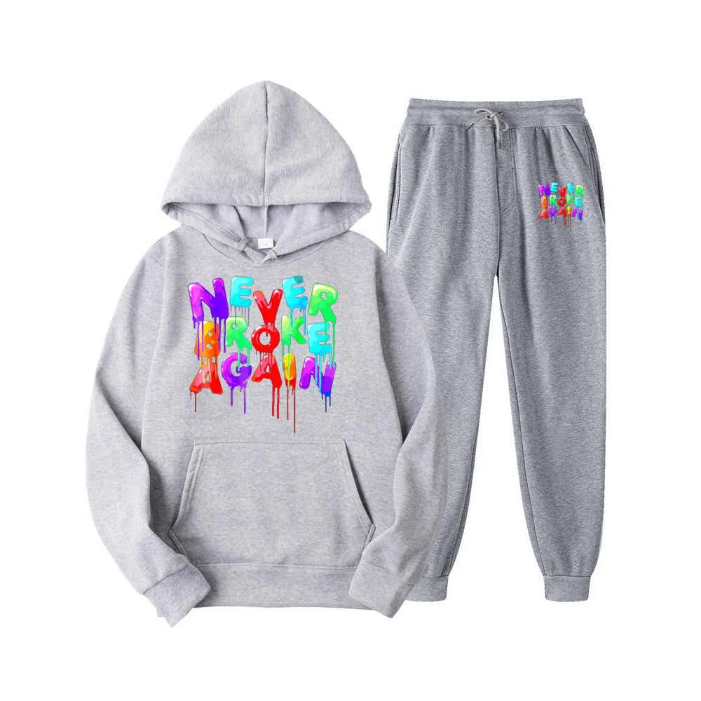 Youngboy Never Broke Again Hoodes 2PCS Sets Tracksuit Fashion Hip Hop Suit Sweatpants Men Women Hooded Sweatshirts Sport Pant - Lootquake
