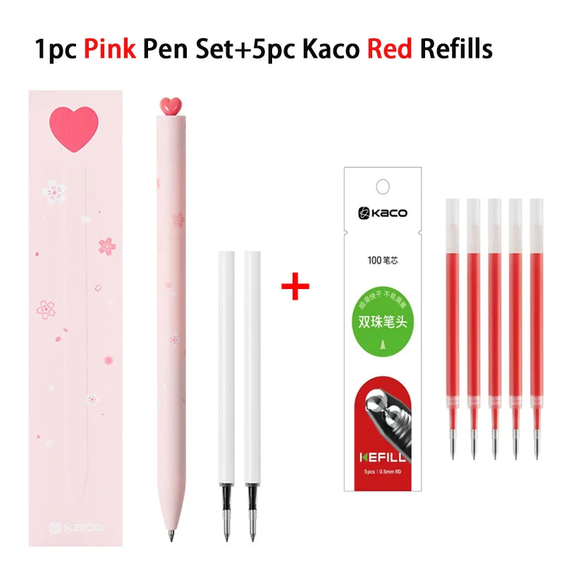 Juegos de bolígrafos de gel KACO, útiles escolares y de oficina para niños, de 0,5 mm de alta capacidad, con forma de corazón o signo del zodiaco, artículos de escritura, regalos de amor, artículos bonitos.