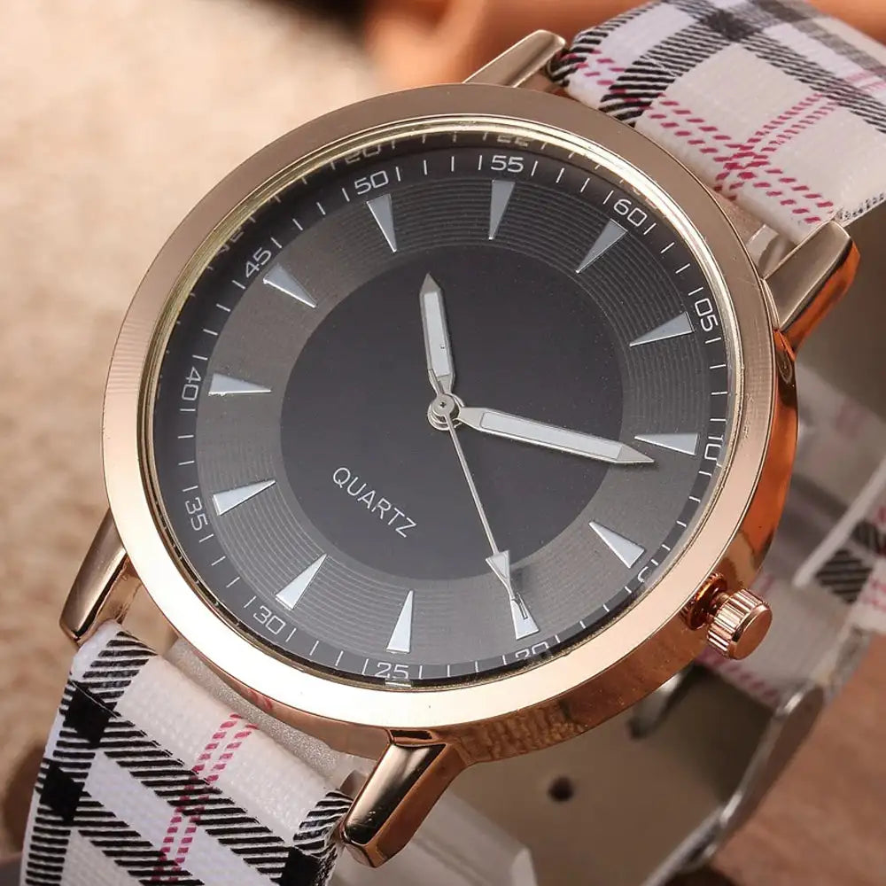 Women's Luxury Quartz Watch, Plaid Clock, Rose Gold Dial Dress, Casual Wristwatch, New Brand, Fashion - Lootquake