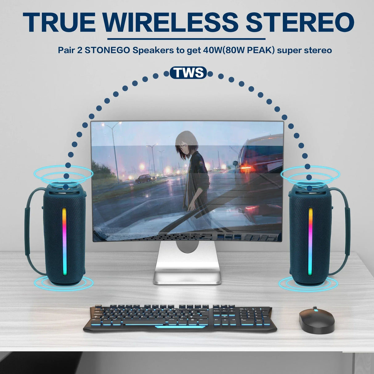 Outdoor Portable Bluetooth 53 Wireless Speaker IPX6 Waterproof High Power Audio RGB Lantern Subwoofer