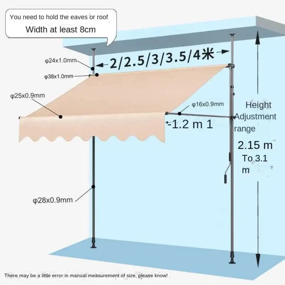 Awnings Rain and Snow Resistant UV Resistant Folding and Telescopic Canopy Tent Outdoor Garden Balcony Roof Courtyard Sunshade - Lootquake