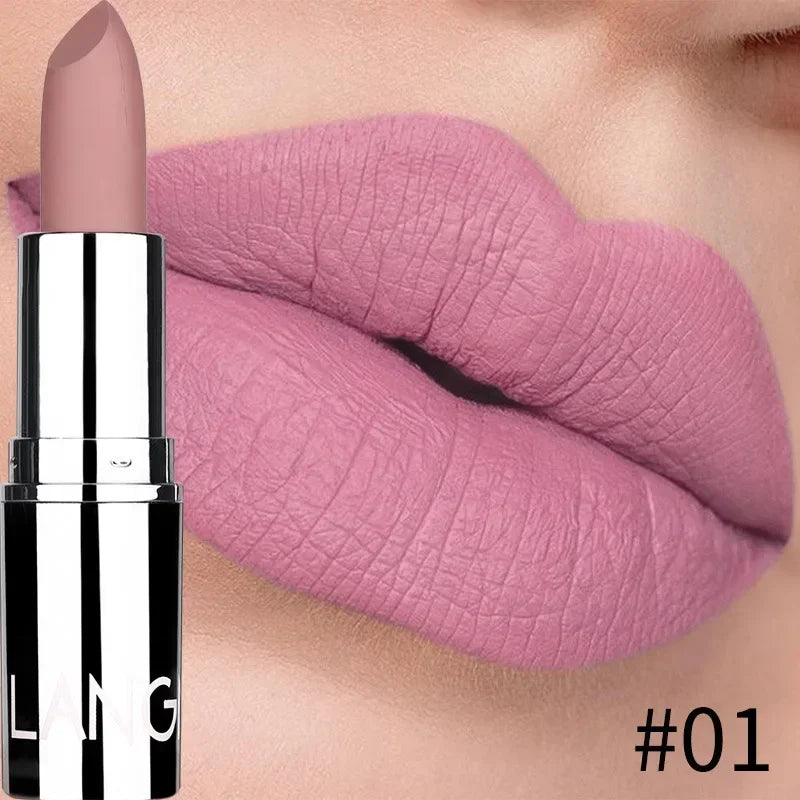 1PC Waterproof Nude Pink Lipstick Matte Lips Stick Long Lasting Non-stick Cup Lip Gloss Moisturizing Lipsticks Make-up Cosmetic