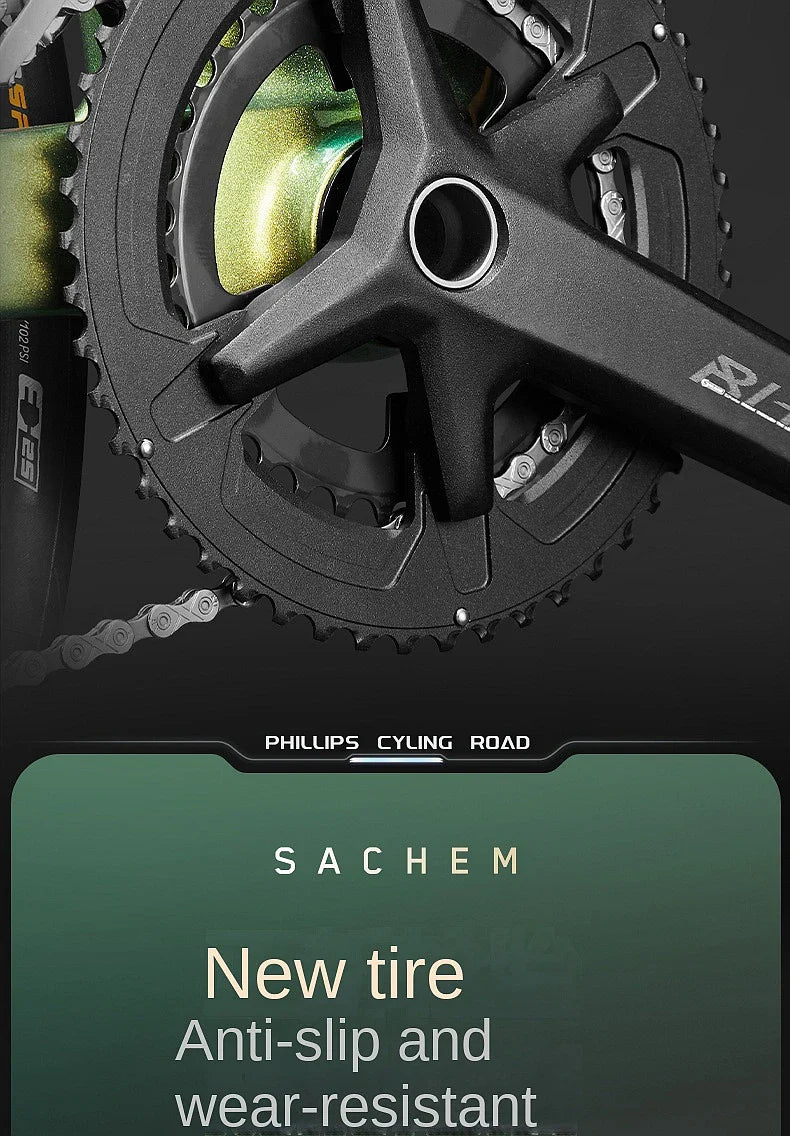 2025 New Ultra-Light Carbon Fiber Road Bike Fast Racing Bicycle with Hydraulic Disc Brakes 16/24-Speed Gear Shift Drop Handlebar