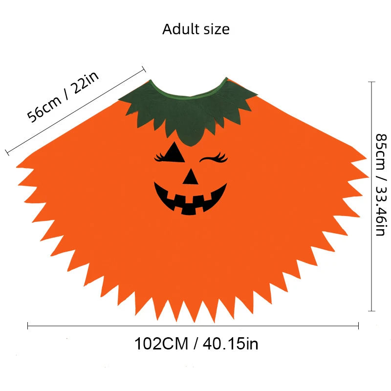 Halloween Party Adult Children's Pumpkin Costume Cloak Girl Pumpkin Shawl Boy Pumpkin Hat Headband Set Holiday Dress Up Cosplay