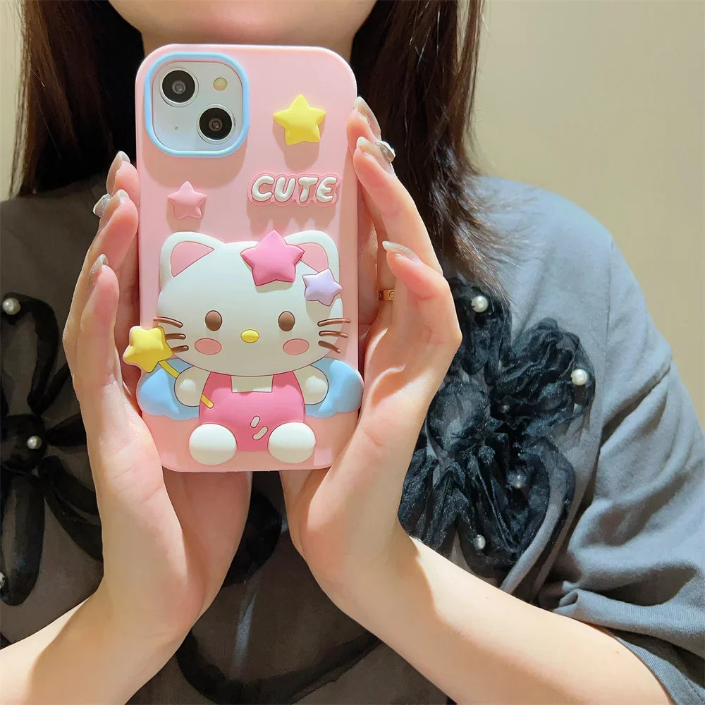 Funda de silicona para teléfono con dibujos de Hello Kitty