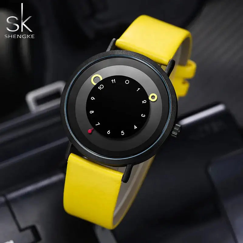 Shengke Women Creative Wristwatch Ladies Watches Yellow Leather Band Best Gifts Wristwatches Clock Montres Femme Reloj Mujer - Lootquake