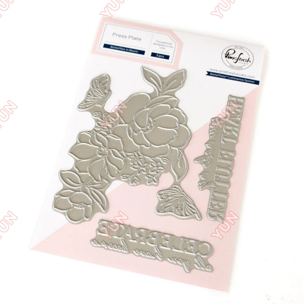 February 2025 New pink Floral Field Metal Cutting Dies Stamp Stencil Hot Foil Set DIY fresh Scrapbook Card Handmade Embossing - Lootquake