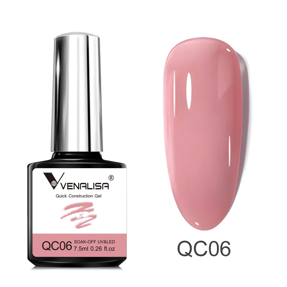VENALISA - Gel de construcción rápida de 7,5 ml, semitransparente, gel fortalecedor para uñas, secado rápido, UV LED, color nude, rosa