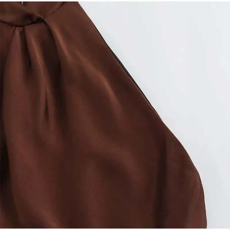 Off Shoulder Satin Halter Long Dress Woman Sexy Hanging Neck Female Pleated Dresses Summer Backless Midi Evening Party 2024 New - Lootquake