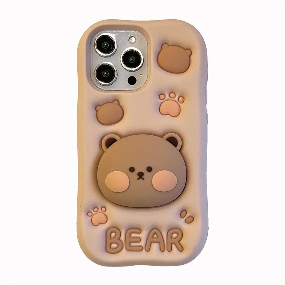 Bonita funda para teléfono con diseño de oso de dibujos animados