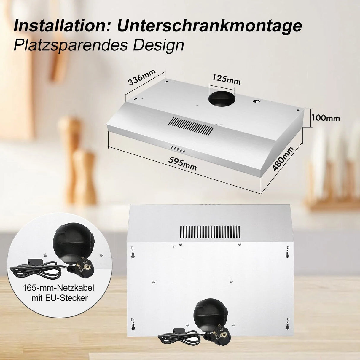 Hotte aspirante à LED TopStrong 60 cm à recirculation d'air sous meuble EUTF2360