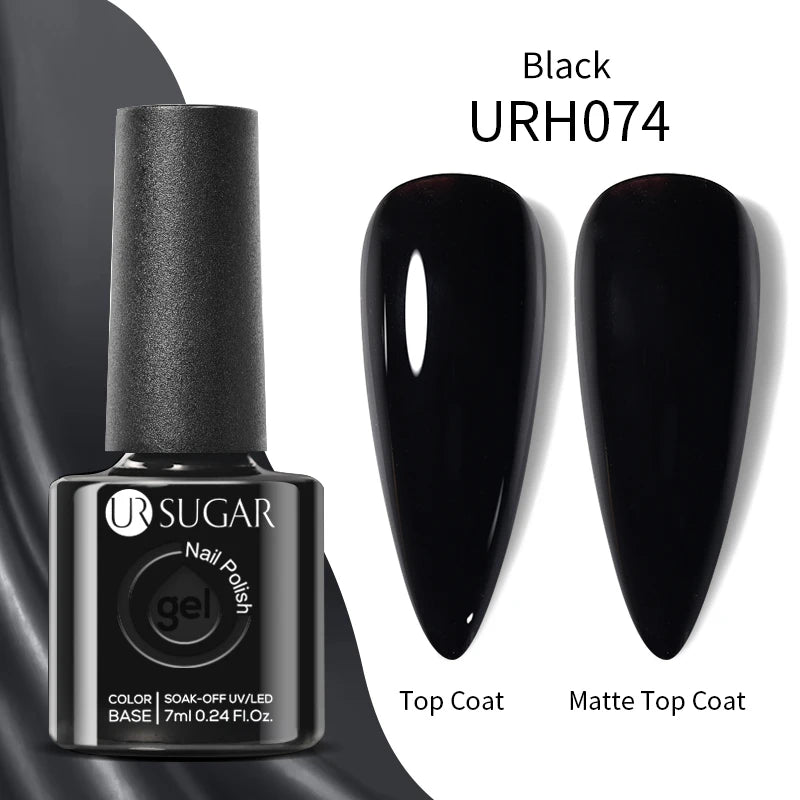 UR SUGAR Esmalte de uñas en gel con base de goma, color azul, dorado, con brillo, capa superior, esmalte de uñas en gel UV LED, para manicura