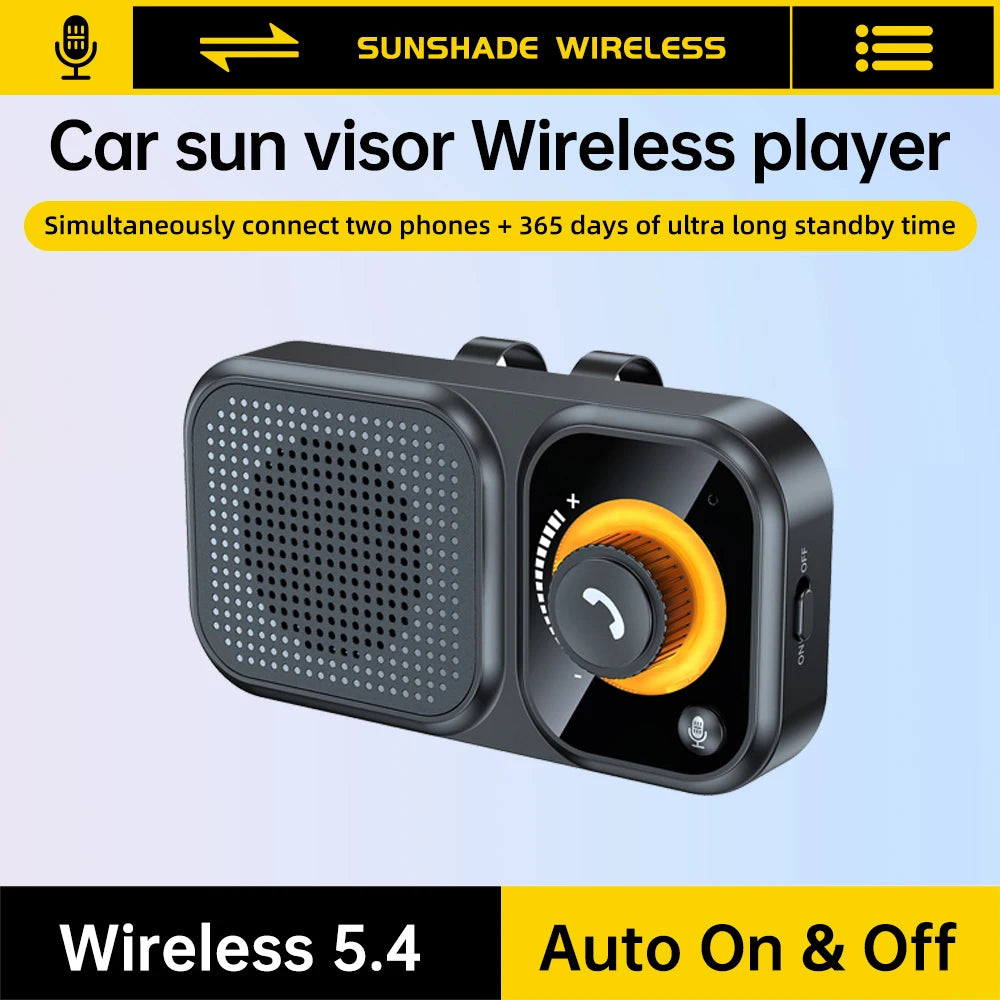 Kit mains libres Bluetooth 5.4 pour voiture, clip pare-soleil, récepteur audio sans fil, haut-parleur, lecteur de musique MP3 stéréo sans fil