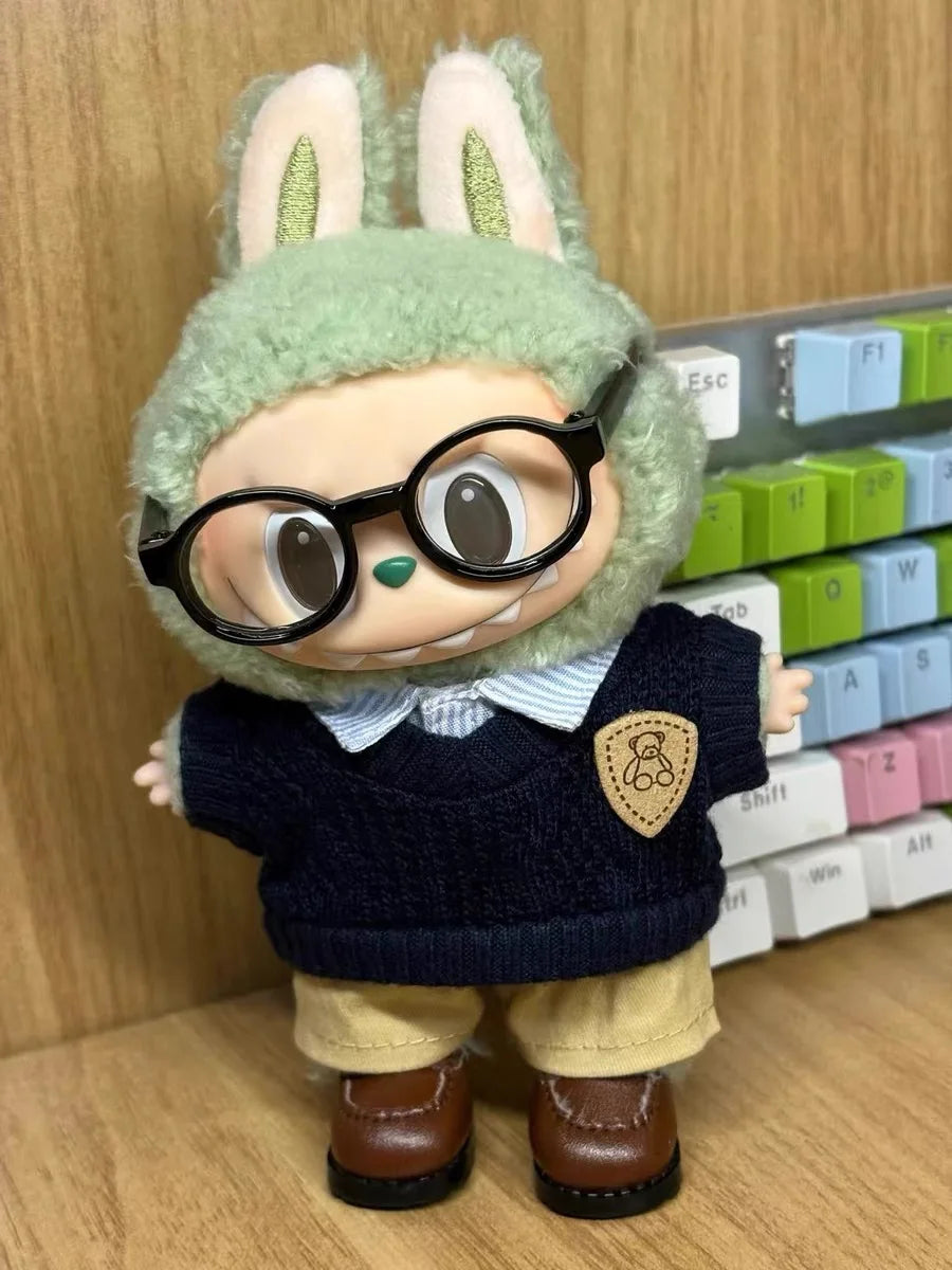 Ropa Labubu de 17 cm, accesorios para muñecas monstruo, ropa, regalo para niños, camisa, suéter, pantalones, zapatos, uniformes estudiantiles.