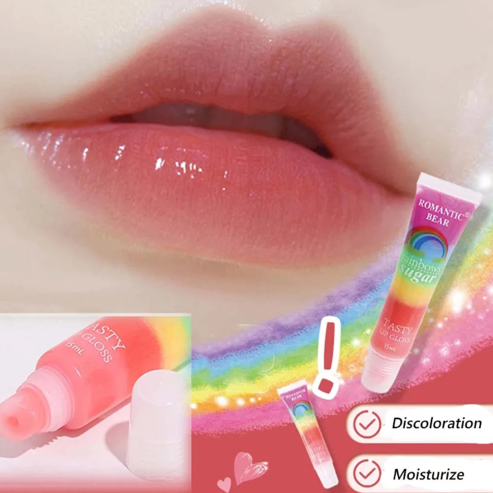 Rouge à lèvres sexy et pulpeux, brillant à lèvres transparent, baume à lèvres fruité arc-en-ciel, teinte brillante pour les lèvres, base de maquillage pour la bouche, rouge à lèvres, maquillage tendance