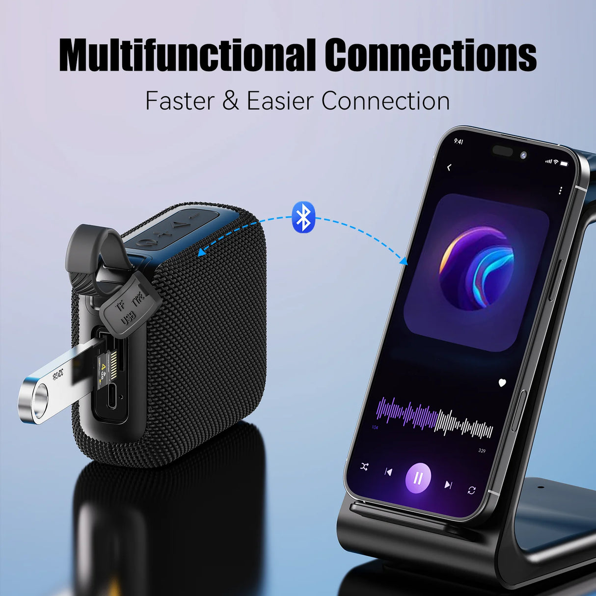 Enceintes Bluetooth TWS 10 W, basses améliorées, portable, sans fil, pour l'extérieur, étanche IP7, 30 h, pour la douche, Bluetooth 5.3