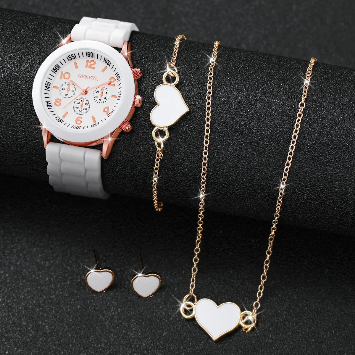 5/6PCS Women Watches Fashion Silicone Band Women Quartz Watches Jewelry Set Reloj Mujer Girls Clock Gift (Without Box) - Lootquake