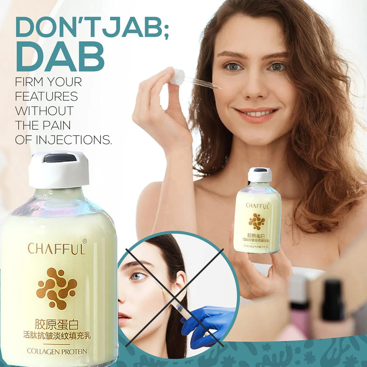 2 sueros faciales de colágeno, esencia líquida reafirmante, hidratante y nutritiva para el cuidado de la piel.