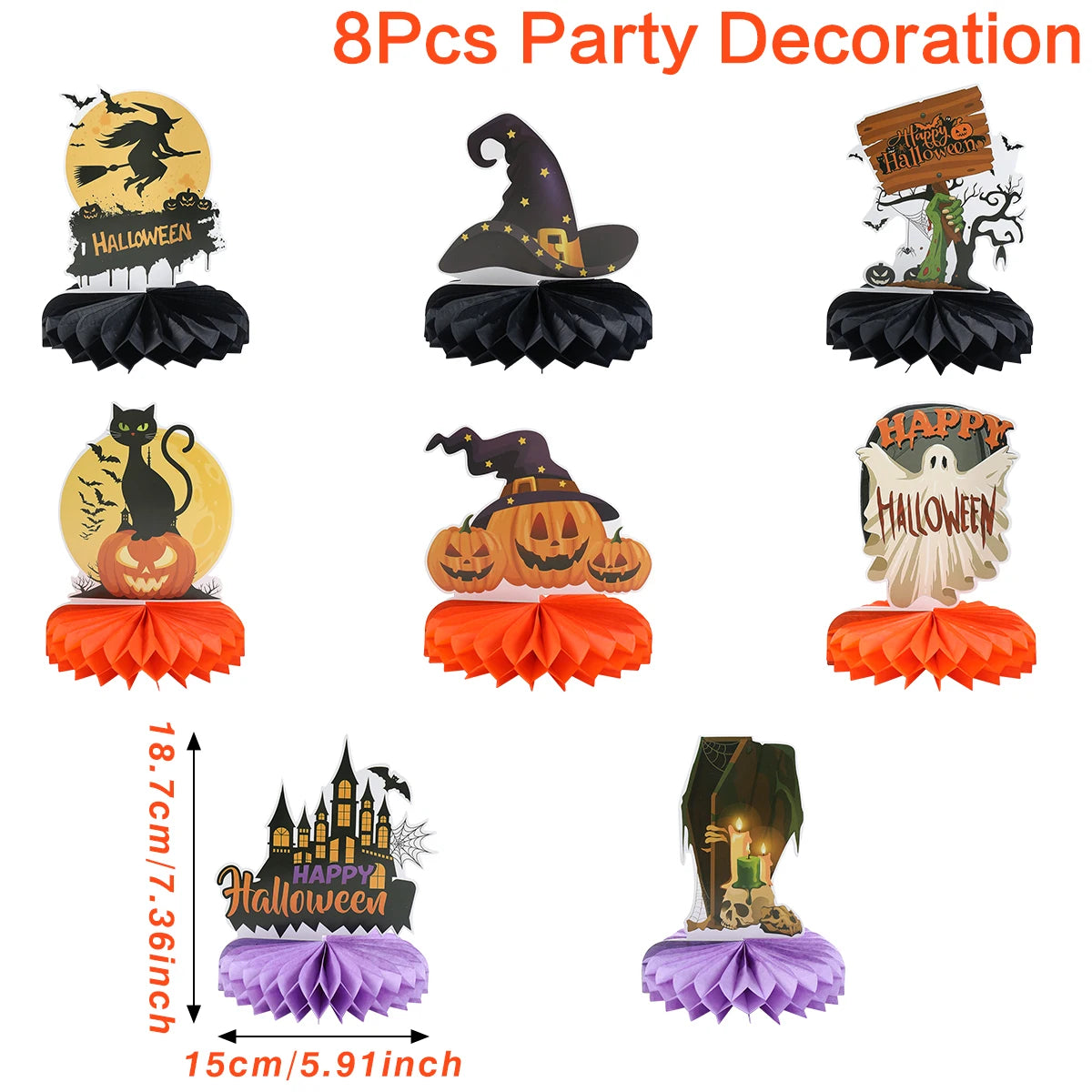 Happy Halloween Honeycomb Ornaments Halloween Decorations Scary Ghost Pumpkin Witch Honeycomb Props Halloween Party Decoration