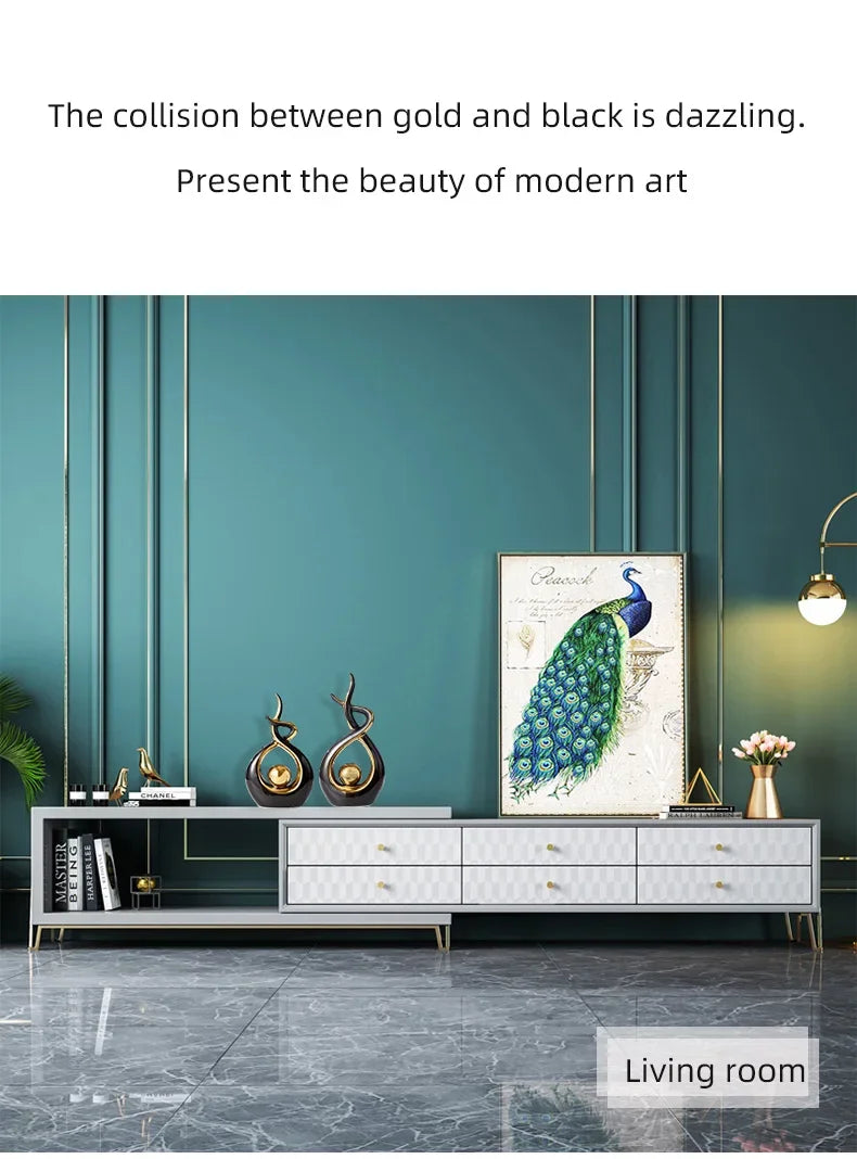 Abstract Ceramic Sculpture Golden Art Statue Modern Home Decor Accessories Living Room Desk Office Supplies Crafts Gifts