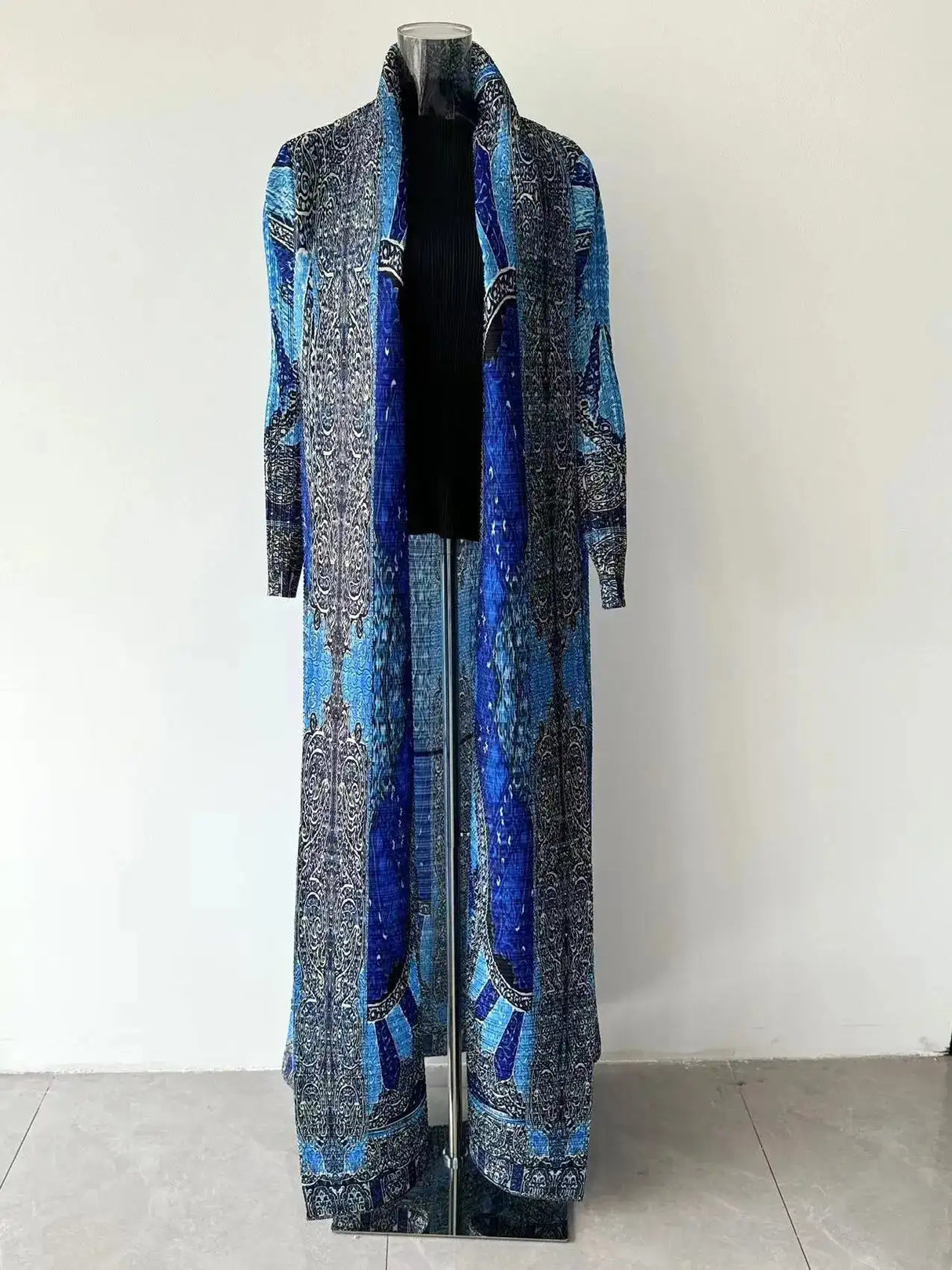 Autumn and Winter New Abaya Fashion Lapel Pleated Long Sleeved Cardigan Windbreaker Jacket Saudi Abayas for Women - Lootquake