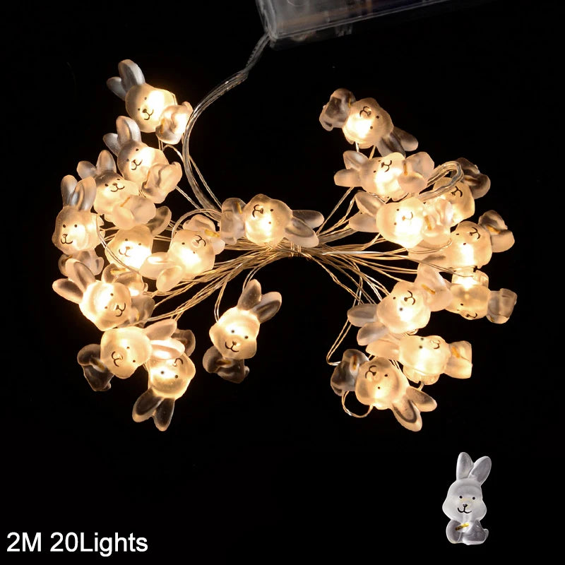 2M 20LED Easter Rabbit String Light Carrot Chick Eggs Fairy Light Garland Happy Easter Party Decoration For Home Kids Gift 2025 - Lootquake