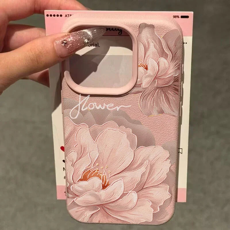 Funda para iPhone con diseño floral coreano