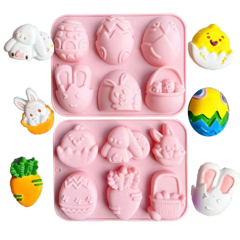 1pc 2024 Easter Bunny Silicone Mold 3D Egg Chocolate Mould Jelly Pudding Cute Rabbit Shape Easter Party Cake Decorating Tool - Lootquake