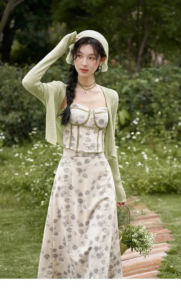 MISHOW Floral Camisole Skirt Separately Summer Adjustable Shoulder Straps Sleeveless Top Back Elastic Waist Skirts MXD14D0026 - Lootquake