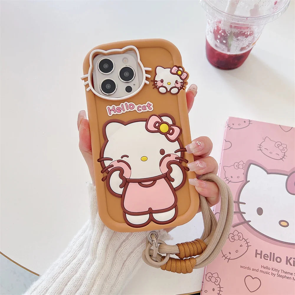 Funda de silicona para teléfono con dibujos de Hello Kitty