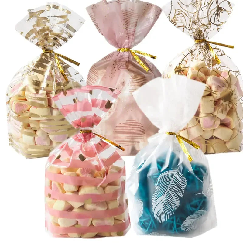 50Pcs Plume Plastic Bag Easter Birthday Party Candy And Sweets Gift Bags Natal Present Anniversaire Gift Wrapping - Lootquake
