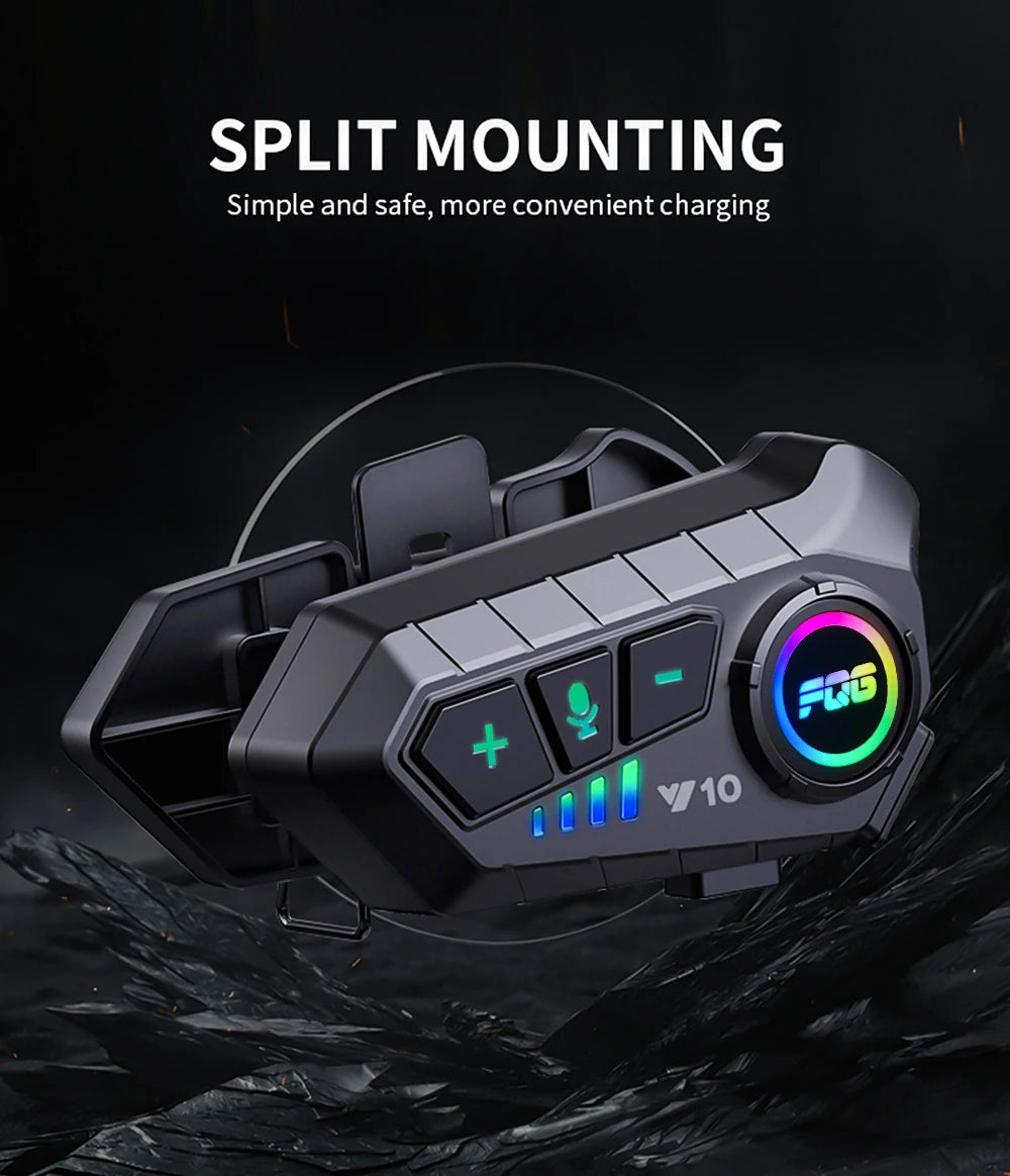 Auriculares inalámbricos Bluetooth 5.3 para casco, manos libres, para motocicleta, impermeables, reproductor de música MP3 y altavoz