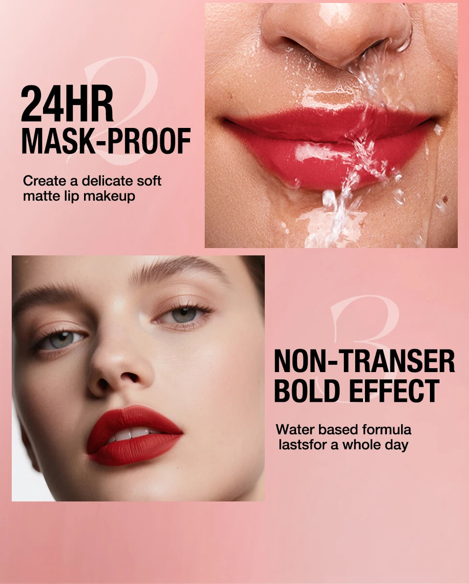 Ensemble de rouge à lèvres et crayon à lèvres imperméable intégré, sans bavure, sans décoloration, sans tasse, durable, facile à créer un maquillage parfait !