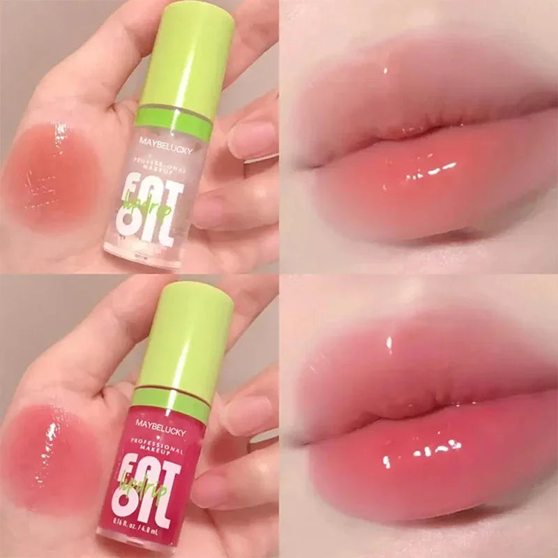 Brillo labial con brillo, voluminizador de labios, maquillaje hidratante, lápiz labial líquido nutritivo, transparente, cereza, mineral, antiadherente, aceite labial.
