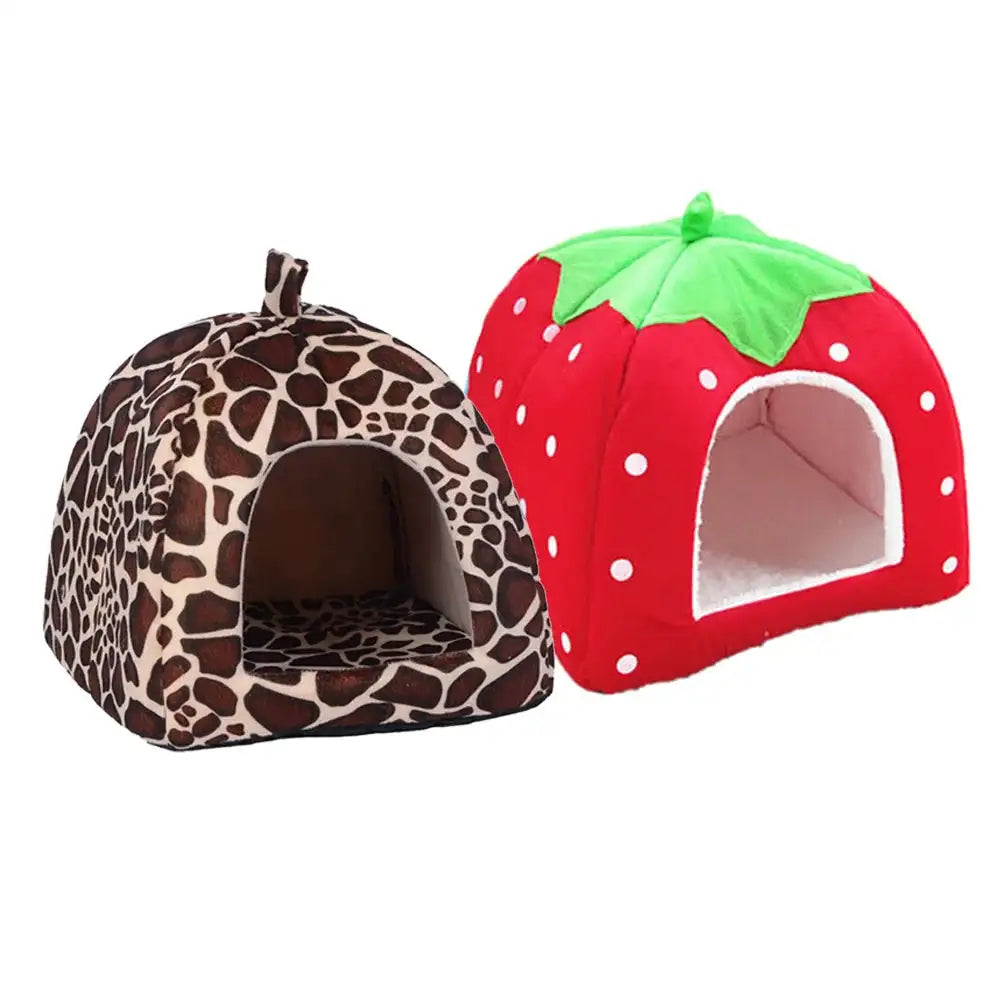 Kennel Doggy Fashion Cushion Basket Soft Strawberry Pet Dog Cat House Pet Tent Dog House Small Dogs Kitten Bed Cat House - Lootquake