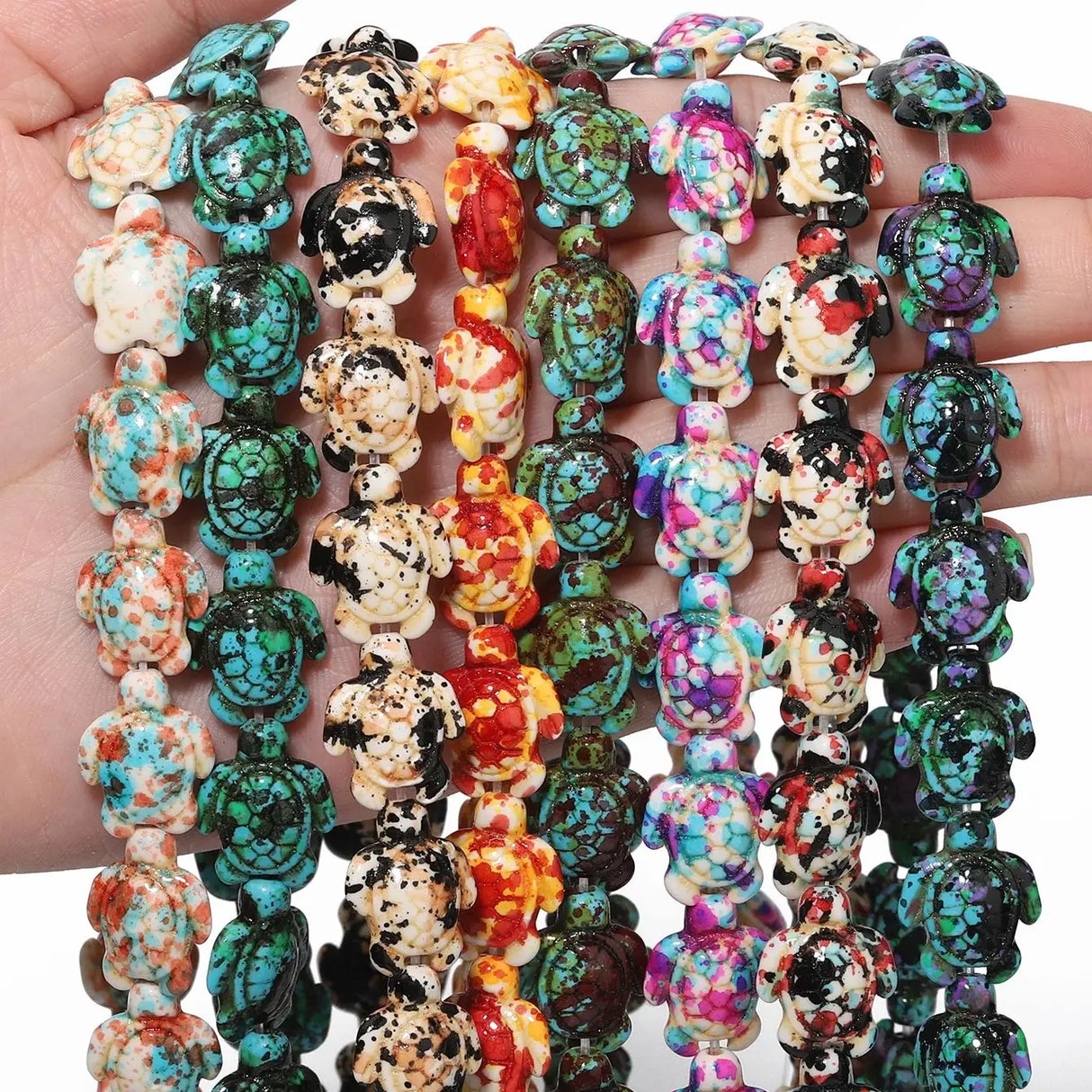 14x18mm 22pcs Sea Turtle Random Color Mix Natural Turquoise Stone Beads Bead for Jewelry Making DIY Ocean Series Bracelet - Lootquake