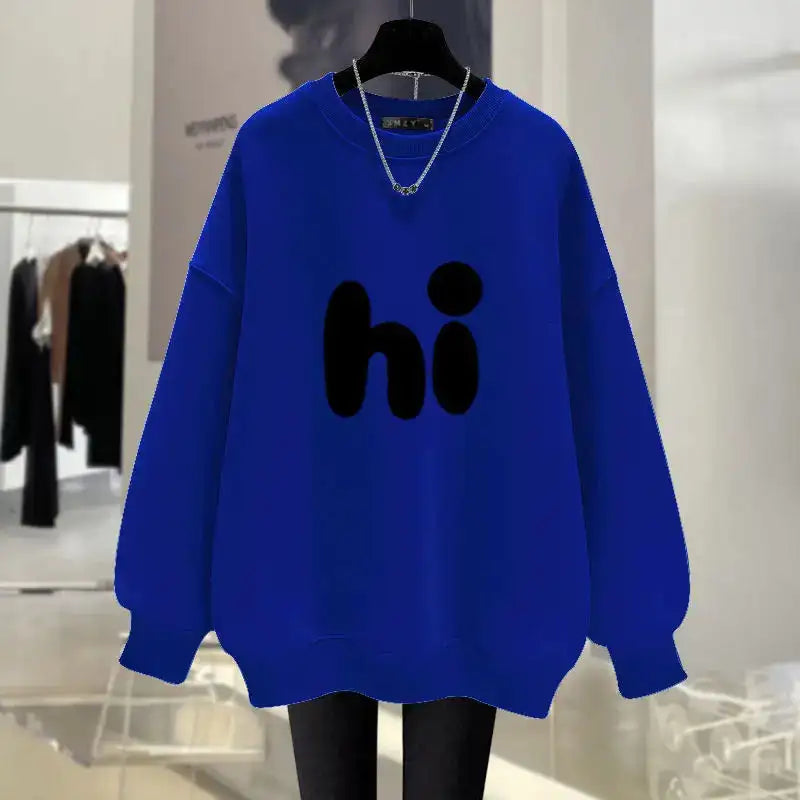 Autumn Fashion Loose O-neck Hoodies Women Clothing Vintage Chic Pullovers Letter Printed Pure Cotton Sweatshirts - Lootquake