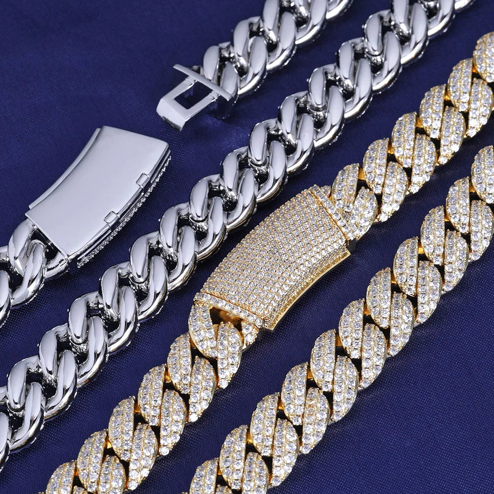 13mm Cuban Link Chain Necklaces Iced Out Miami Cuban Chain for Man Women Iced Out Shiny Inlaid Zircon Hip Hop Jewelry - Lootquake