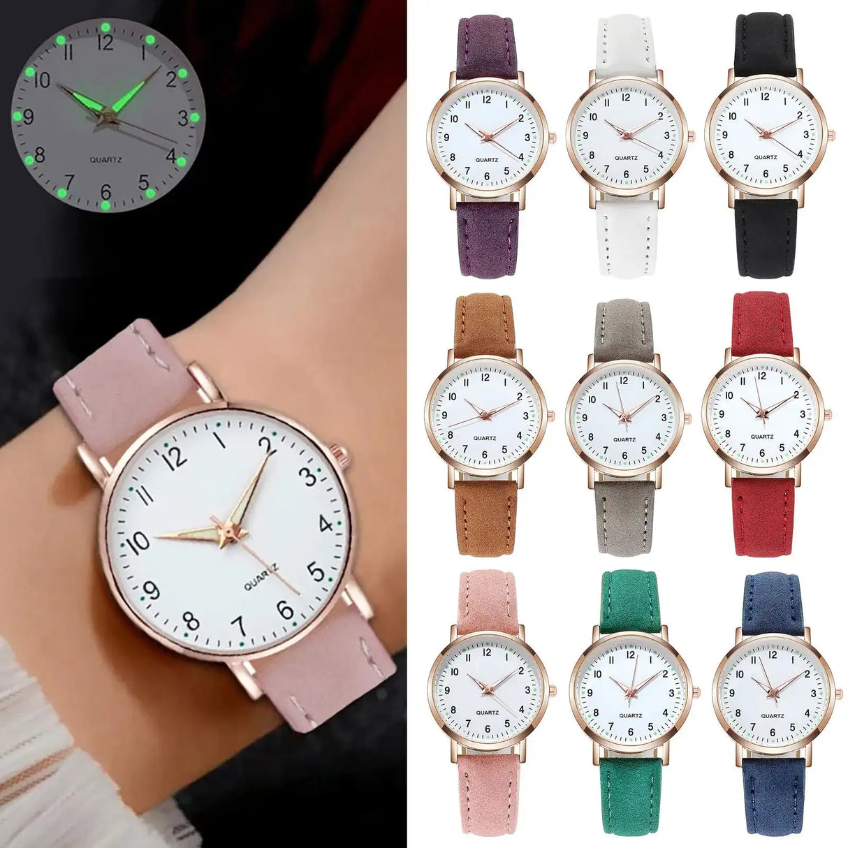 Reloj Mujer Fashion Watch For Women Leather Belt Watches Ladies Luxury Analog Quartz Luminous Wristwatch Clock Relogio Feminino - Lootquake