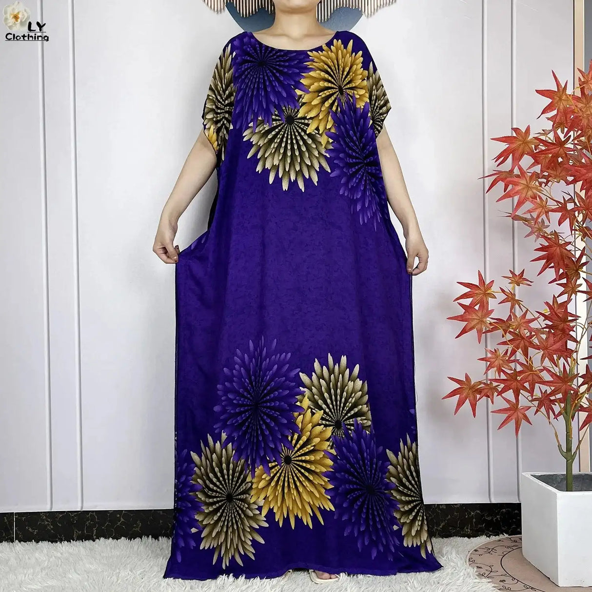 2024 Latest Muslim Sets Women Clothing Cotton Floral Loose Dashiki Long Dress African Abaya Dubai Traditional Islamic Clothing
